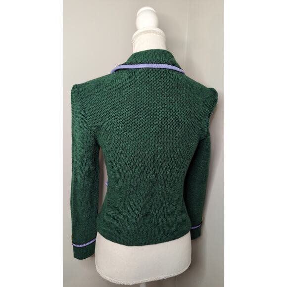 St John Santana Knit Blazer Green Gold Button Preppy Luxury Career Jacket - Picture 4 of 11